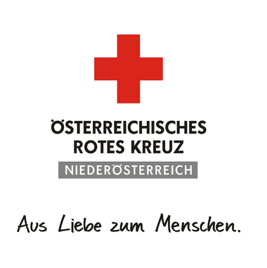 Das Logo des Roten Kreuzes Landesverband Niederösterreich Slogan Aus Liebe zum Menschen unten