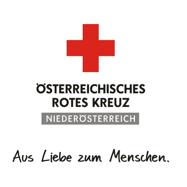 Das Logo des Roten Kreuzes Landesverband Niederösterreich Slogan Aus Liebe zum Menschen unten