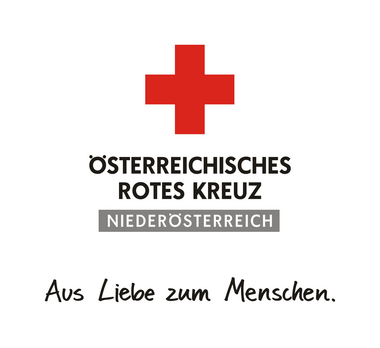 Das Logo des Roten Kreuzes Landesverband Niederösterreich Slogan Aus Liebe zum Menschen unten