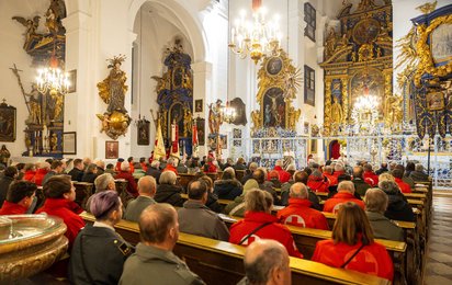 Innenansicht der Basilika Maria Plain während der Rotkreuz-Landesverbandsmesse.