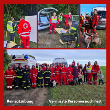 Collage mit Bildern von der Vermisstensuche im Rahmen der Einsatzübung