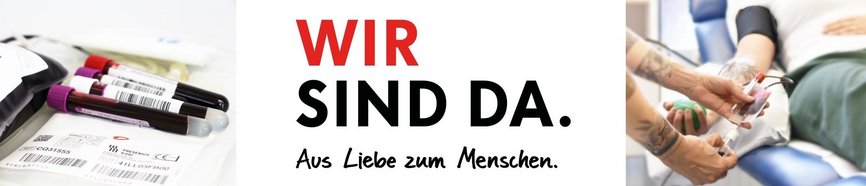 Banner mit Symbolbildern zum Thema Blutspende