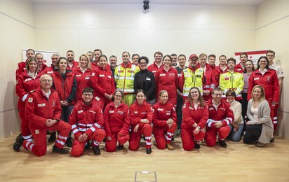 Gruppenfoto aller Mitglieder der ersten Telenotarztausbildung.