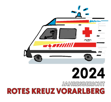 Das Cover des Jahresberichts zeigt einen Rettungswagen und die Jahreszahl.