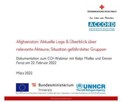 Screenshot Titelblatt Dokumentation Webinar Afghanistan