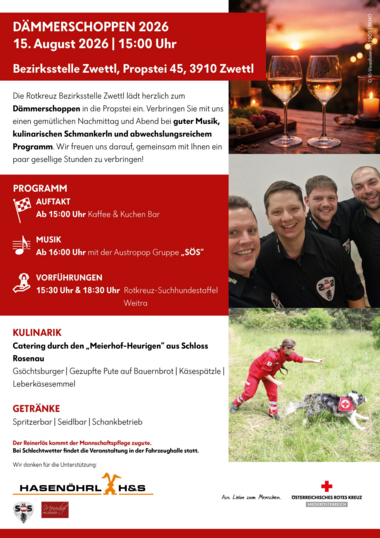 Save the Date: 1. Rotkreuz-Dämmerschoppen der Bezirksstelle Zwettl