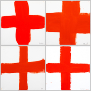 4 Gemälde mit dem Roten Kreuz