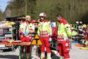Großunfallübung der Abteilung Dornbirn gemeinsam mit LKH Bregenz und Unterstützung von Feuerwehr, Bergrettung und Wasserrettung Dornbirn, Organisator Julian Illigasch, Szenario: Schülerbus kollidiert mit Pkw, zweiter Pkw fährt auf, 35 Verletzte ins LKH Bregenz
