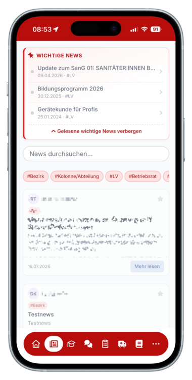 App-Bildschirm Nachrichten