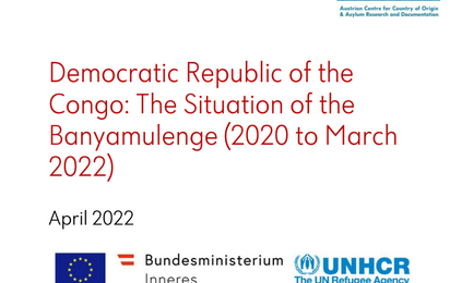 Titelblatt Bericht zur Demokratischen Republik Kongo, Lage der Banyamulenge