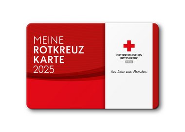 Zu sehen ist die neue Mitgliedskarte 2025 des Roten Kreuzes Tirol