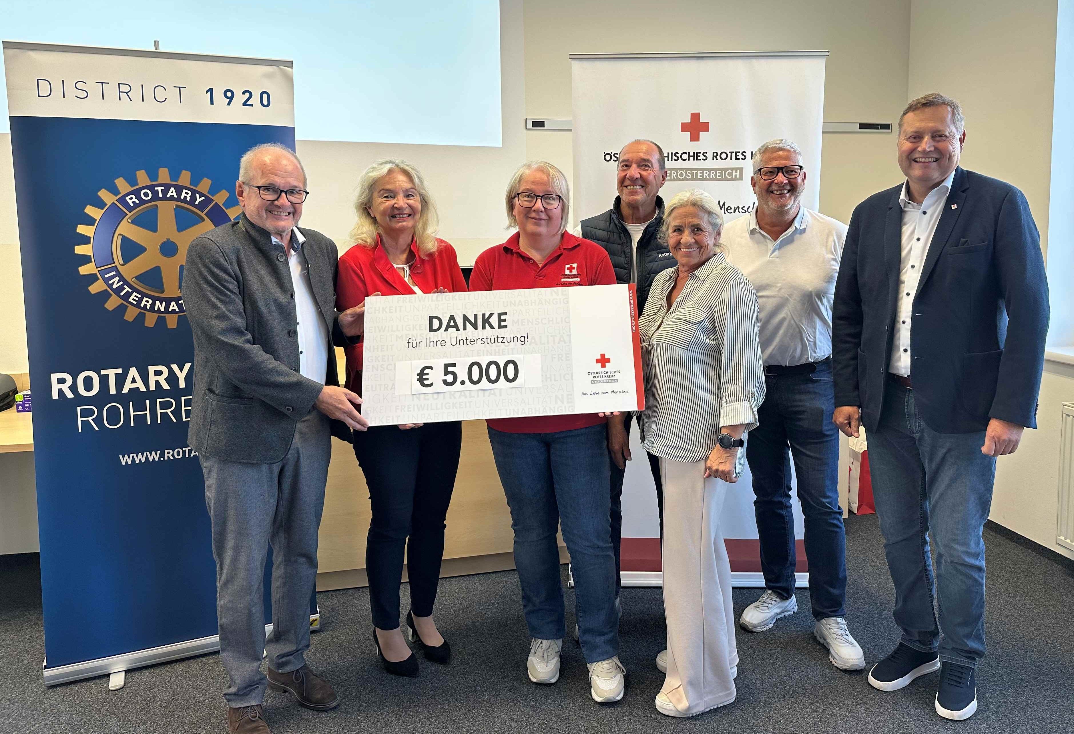 Gruppenfoto mit Spendenscheck