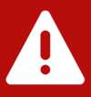 Icon für das Wort "Achtung", weißes Rufzeichen in einem Dreieck auf rotem Hintergrund
