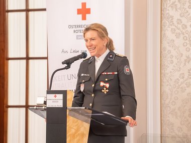 Sabine Tischler ermunterte die Blutspender:innen den Blutspende auch weiterhin zu unterstützen.