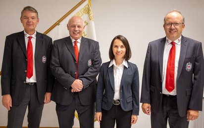 Die Geschäftsführung des Roten Kreuzes tirol als Gruppenfoto Thomas Wegmayr, Wilfried Unterlechner, Christina Auer, Andreas Karl