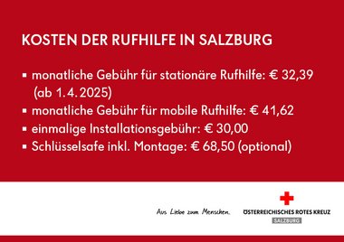 Übersicht über die Kosten der Rufhilfe im Jahr 2025.