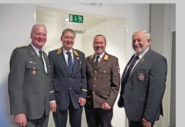 COO und Landesrettungskommandant Gerhard Kräutler, Arbeiter-Samariter-Bund-Obmann Erich Neier, Landesfeuerwehrverbands-Geschäftsführer Markus Beck und Wasserrettungs-Ehrenpräsident Hermann Vögel.