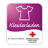 Das Logo des Kleiderladens zeigt ein stiliertes T-shirt auf lila Hintergrund