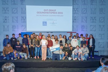 Ein Gruppenfoto zum Gut-Drauf-Gesundheitspreis 2026.
