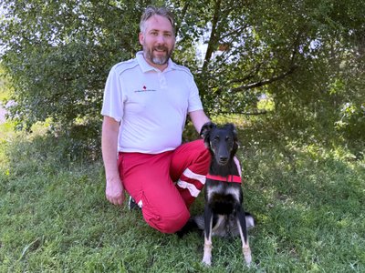 Teamfoto Bernhard Schrenk mit Jim-Bob