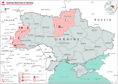 Übersichtskarte der Österreichischen Schwerpunktregionen in der Ukraine