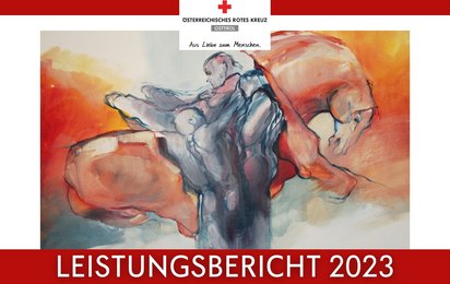 Umschlag des Leistungsberichtes 2023 mit dem Logo vom Roten Kreuz Osttirol
