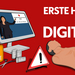 Erste Hilfe goes digital - Erste Hilfe Material schematisch vor einem PC Bildschirm