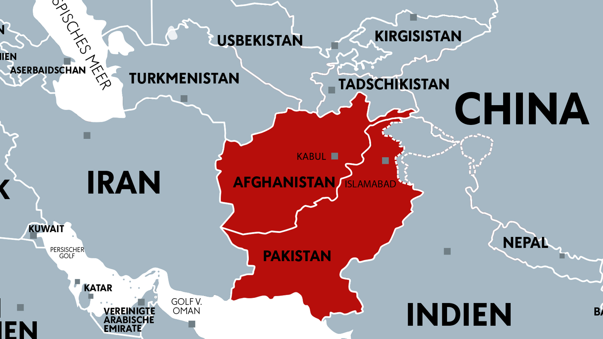 Landkarte, die Afghanistan, Pakistan Iran etc zeigt