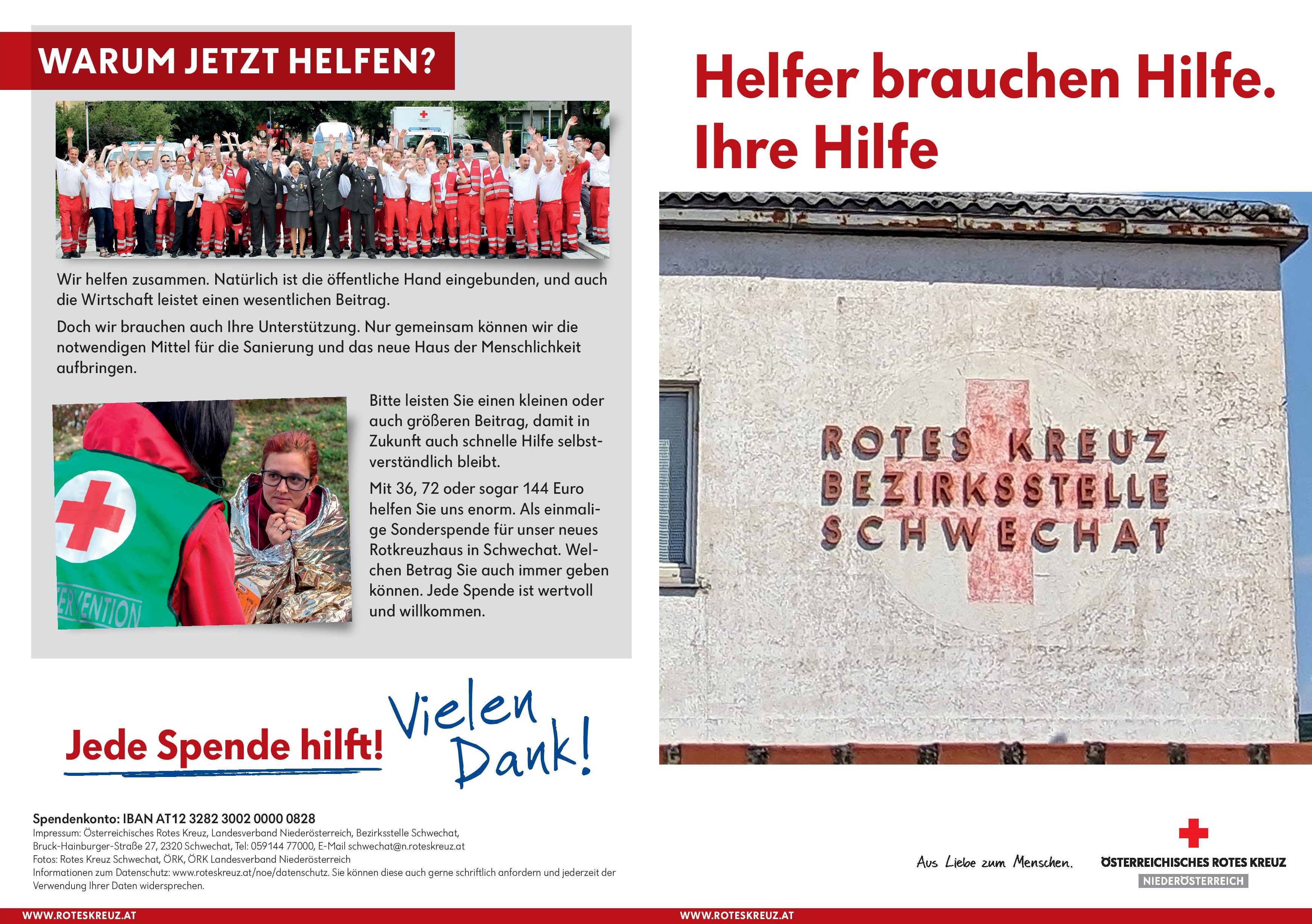 Ihre HELFER brauchen HILFE - © Human Media GmbH Für den Neubau unserer Bezirksstelle in Schwechat benötigen wir dringend Ihre Hilfe