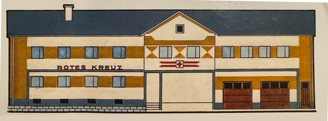 Grafik der Rotkreuz-Bezirksstelle Waidhofen/Thaya im Originalzustand nach Zubau.