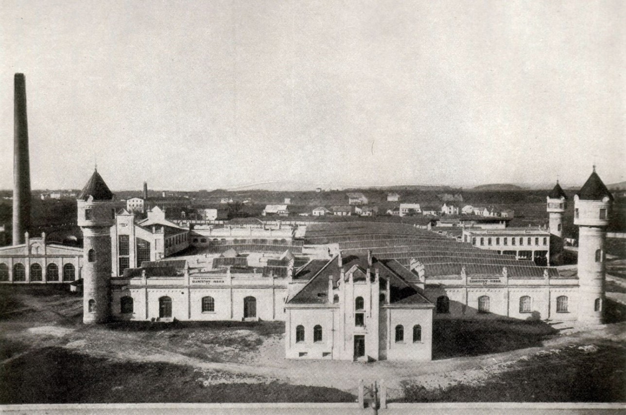 Das Werk mit seinen prägnanten Wassertürmen 1905.