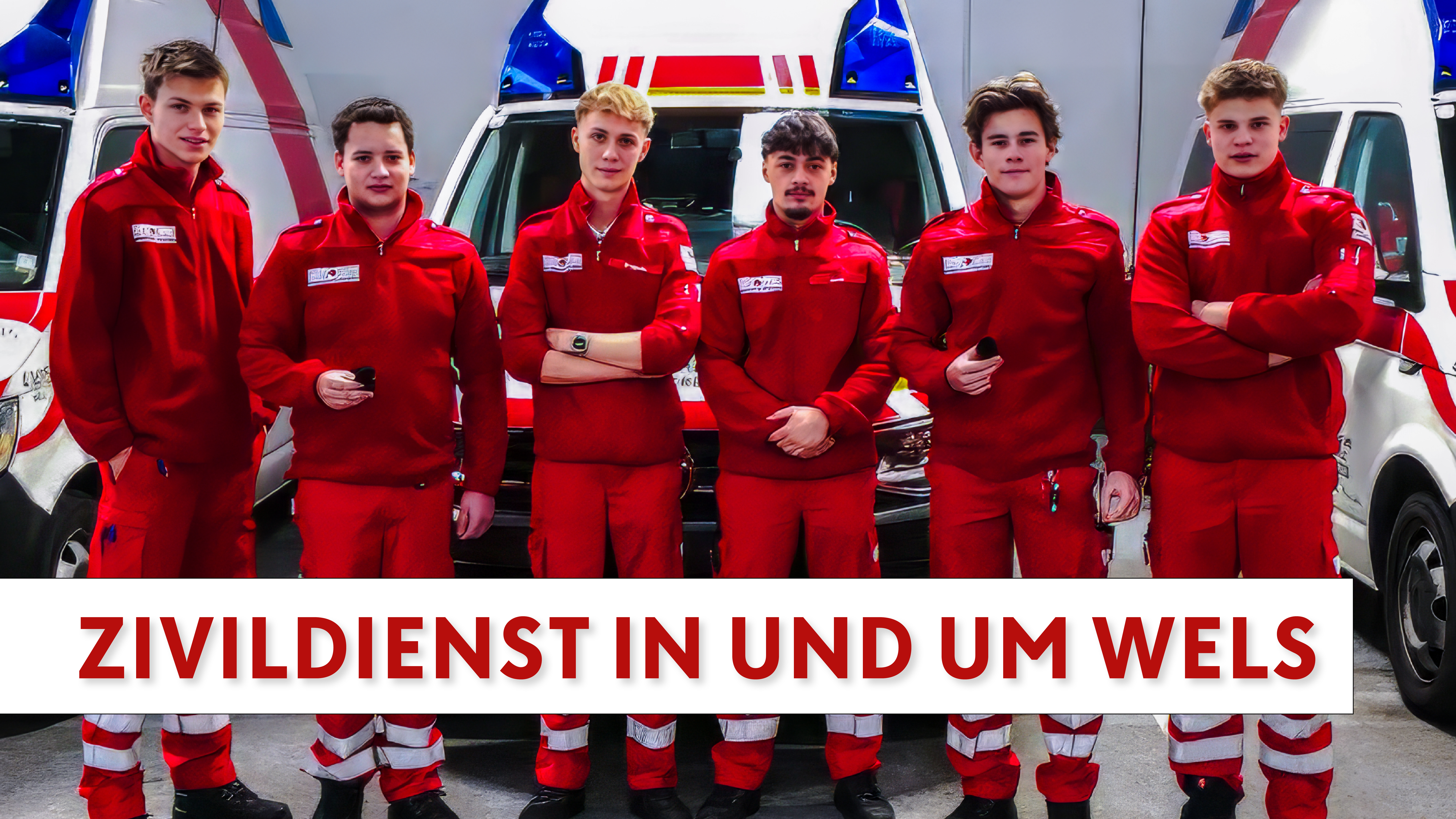 Zivildienst in und um Wels - © RK Wels/Paul Sihorsch Gruppenfoto der Zivis in Wels
