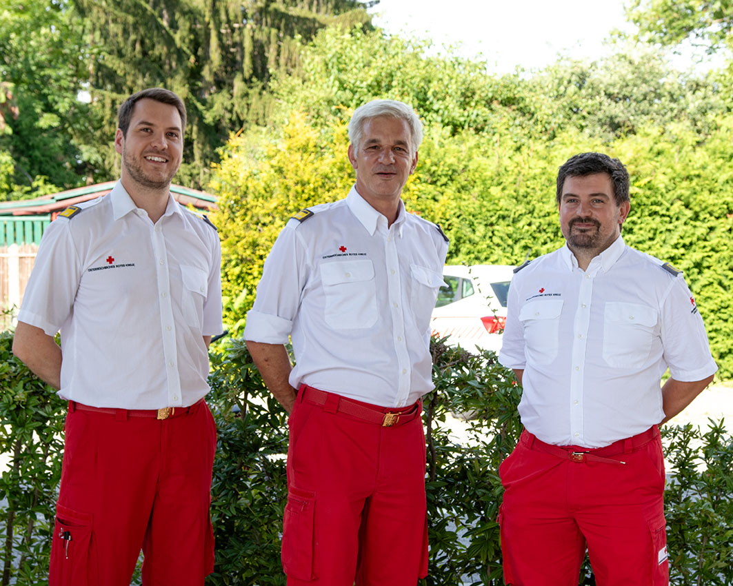 Das Bezirksrettungskommando Graz-Stadt im Juli 2023: Stephan Spelic, Peter Hoppenberger und Wolfgang Wild.